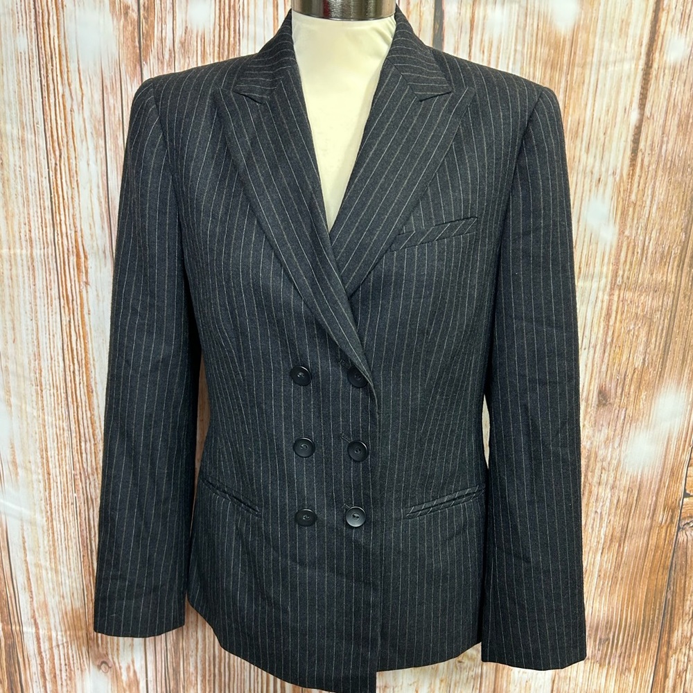 Talbots Vintage Pinstriped Double Breasted Wool‎ Blazer